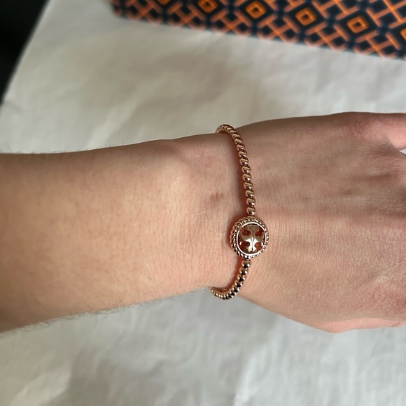 Tory Burch Rope Logo Slider Bracelet Rose Gold - Picture 4 of 6